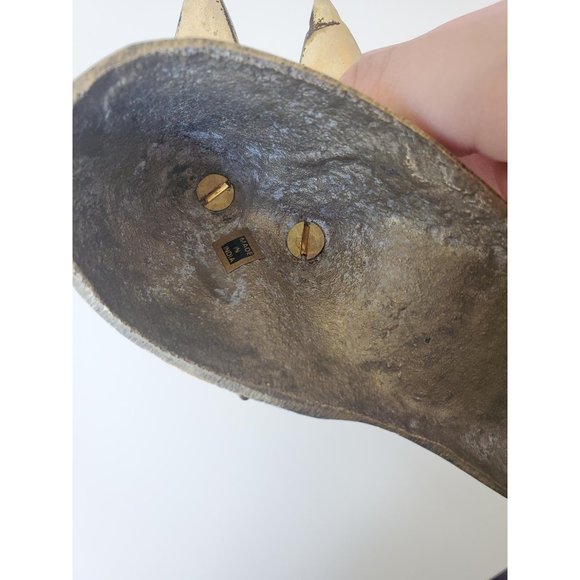 Vintage Brass Dolphin Statue Pair Duo Swimming Dolphins Coastal Decor - Picture 4 of 4